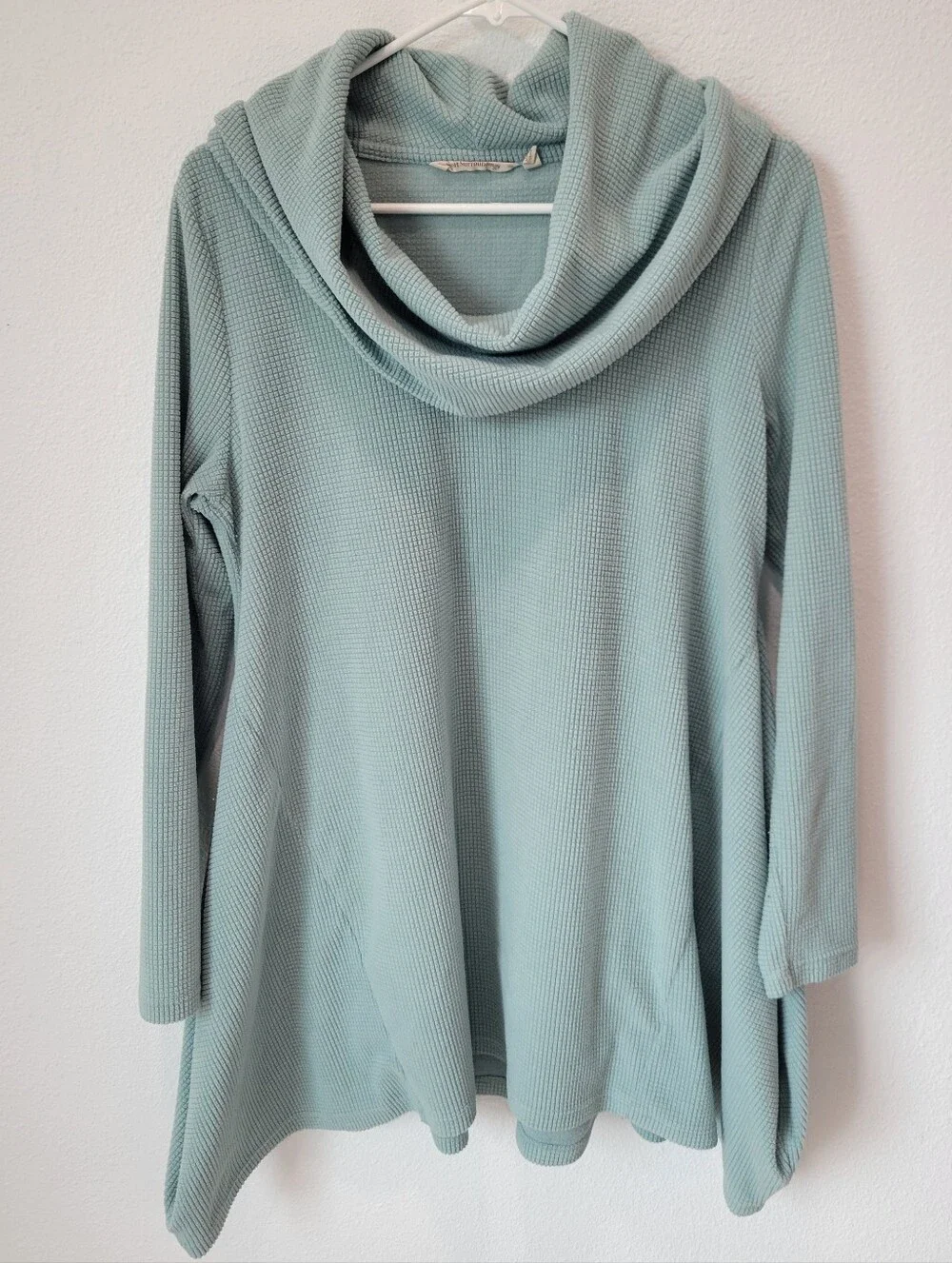 Soft Surroundings Women’s‎ M Mint Fleece Pullover Cowl Neck Cozy Loose Fit